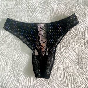 Savage X Fenty Black Disco Lace Sequin Cheeky Panty